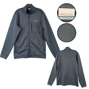 Columbia Soft Shell Jacket Mens Sz S Blue Gray Full Zip Cozy Comfort Fall AO0066